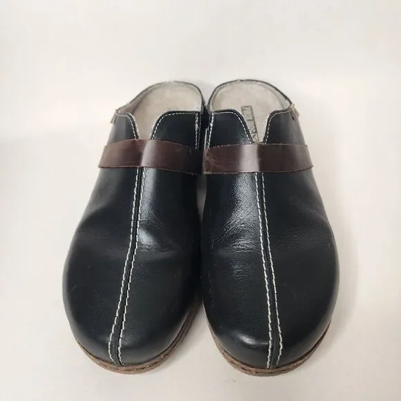 Pikolinos Granada Leather Clogs Slip On Black Size 40 US 9.5 Made In Spain - Picture 4 of 15